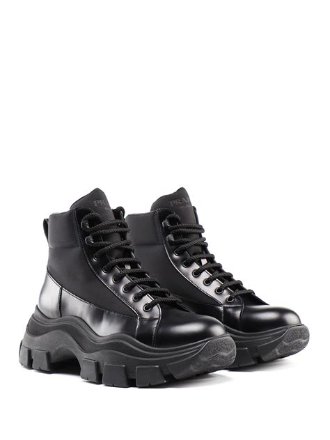 prada 40mm fur lace up boot|Prada pegasus chunky ankle boots.